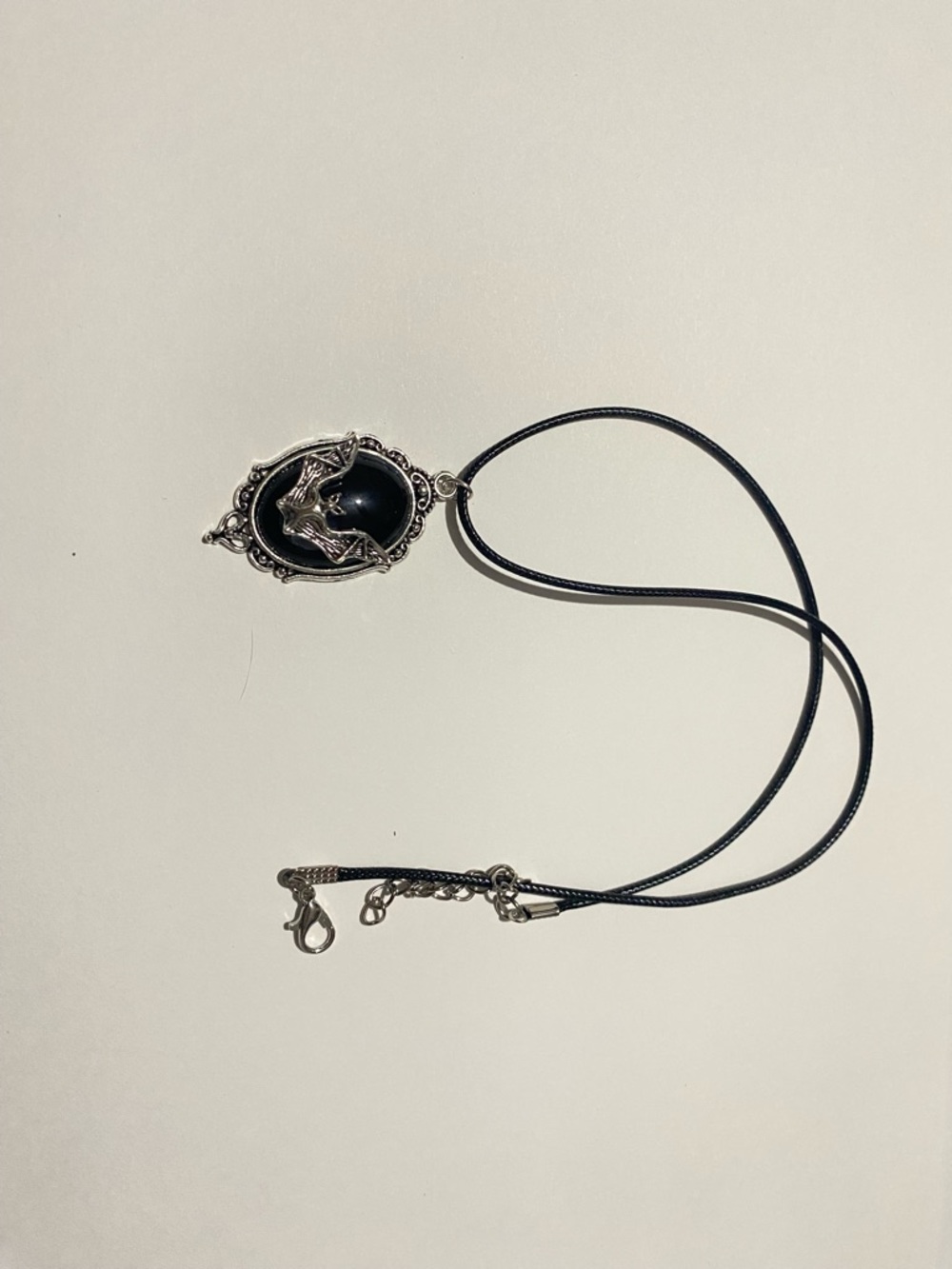 Gothic Flying Bat Vintage Pendent necklace  Goth Emo BLACK